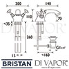 Bristan 1901 Basin Mixer Pop-Up Waste Dimensions